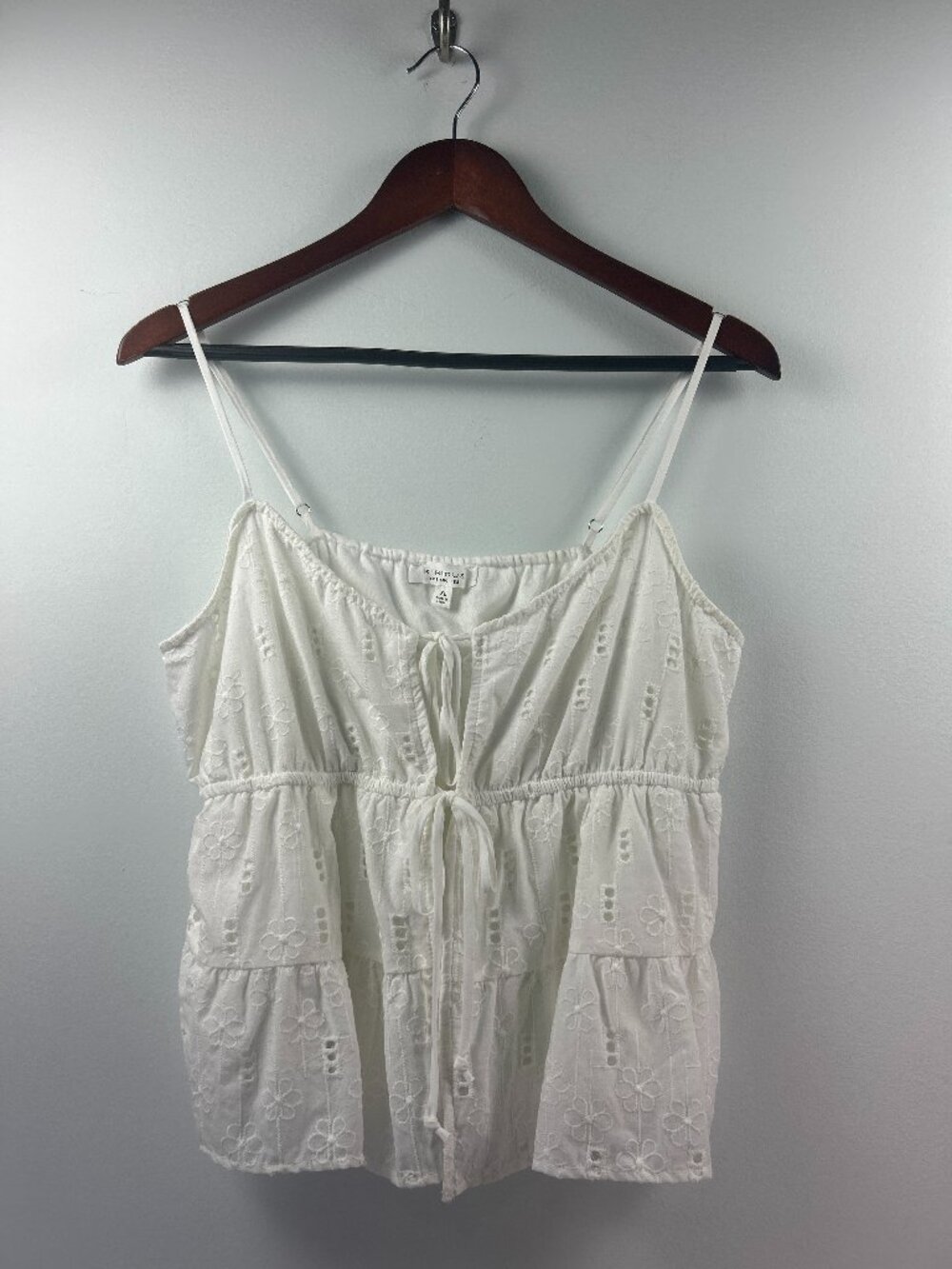 Kirious Los Angeles White Eyelet Floral Cami Top XL